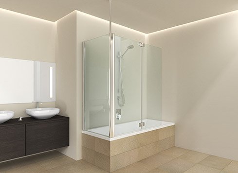 Tub folding screen with side wall