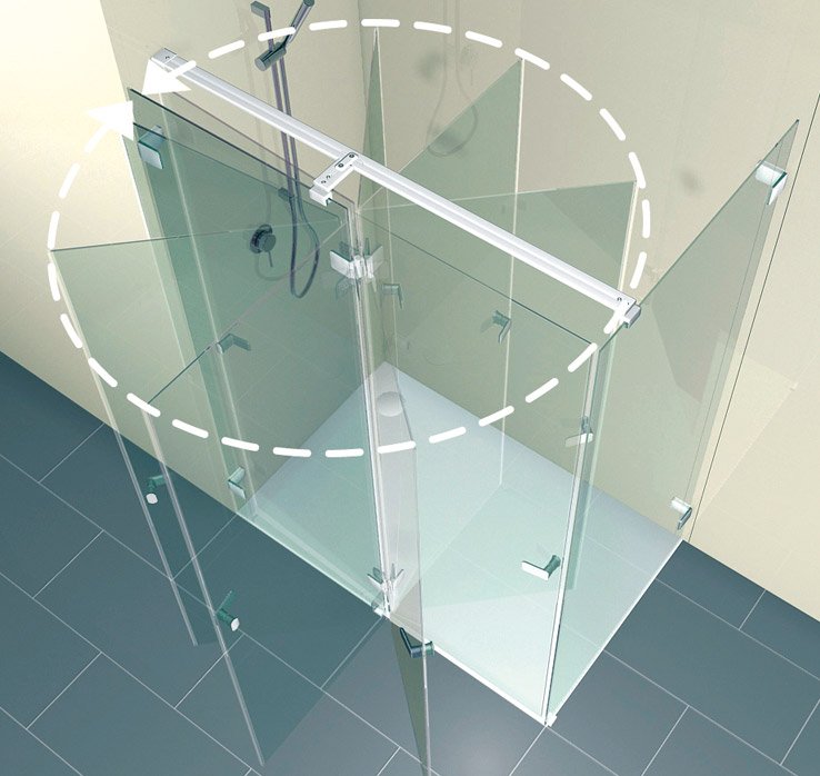 Skizze Pendeltüren Dusche die sich 180 Grad nach innen und nach außen öffnen | © Artweger GmbH. & Co. KG