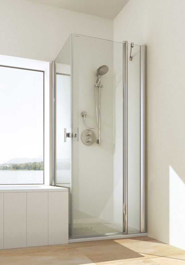 TWISTLINE Pendeltür an Fixteil, mit schwenkbarer Seitenwand bündig zur Badewanne | © Artweger GmbH. & Co. KG