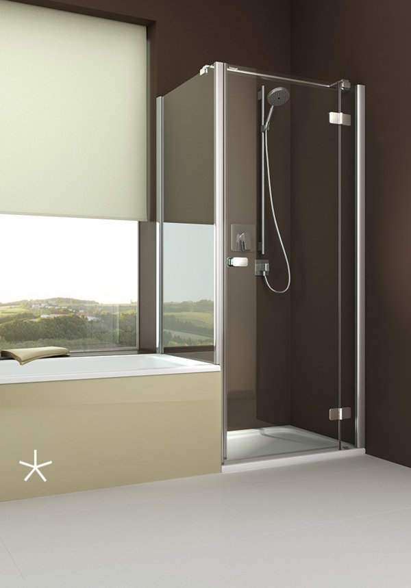 BODY+SOUL Douche hammam, Porte pivotante avec paroi fixe courte, au cadre réduit (*Photo Douche avec porte pivotante) | © Artweger GmbH. & Co. KG