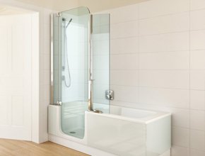 Zusätzlicher Spritzschutz nachrüstbar für die Duschtür der Twinline 2 Duschbadewanne | © Artweger GmbH. & Co. KG