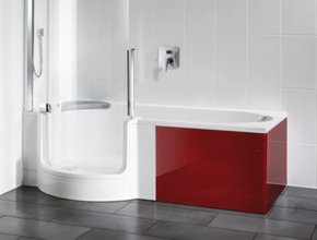 Badewanne mit Tür mit Glasschürze in bordeaux | © Artweger GmbH. & Co. KG