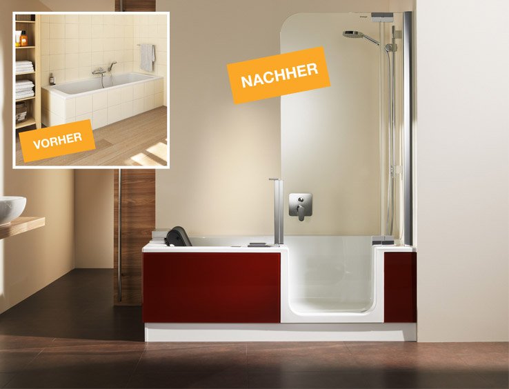 vorher nacher 24 Stunden Wannentausch Artlift Duschbadewanne | © Artweger GmbH. & Co KG.