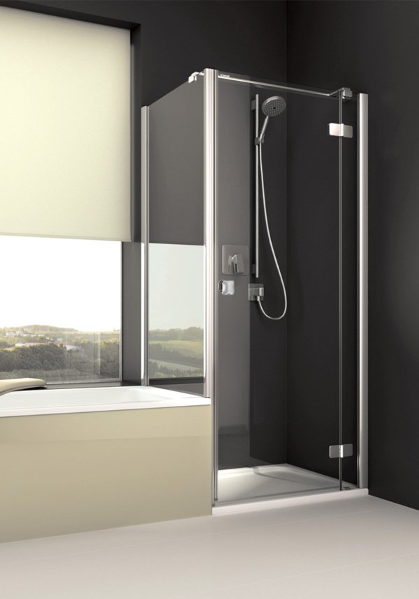 PRO:TECT 360 Porte battante sur élément fixe avec paroi fixe courte, en alignement avec la baignoire | © Artweger GmbH. & Co. KG