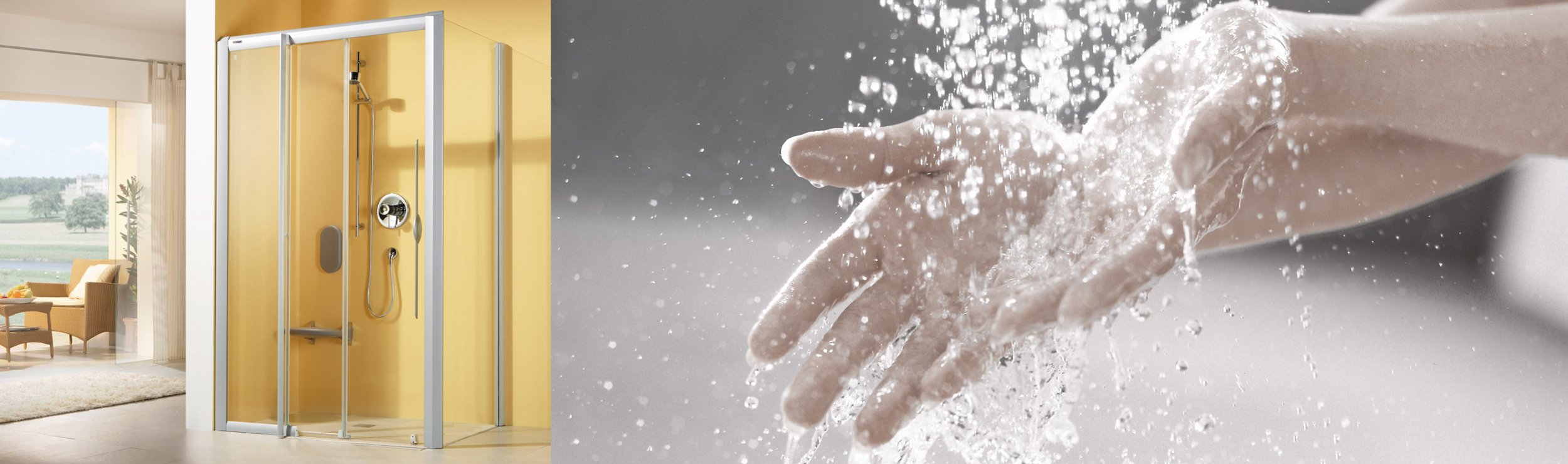 LIFELINE MOBIL Dusche in der Ecke | © Artweger GmbH. & Co. KG LIFELINE MOBIL Schiebetür | © Artweger GmbH. & Co. KG