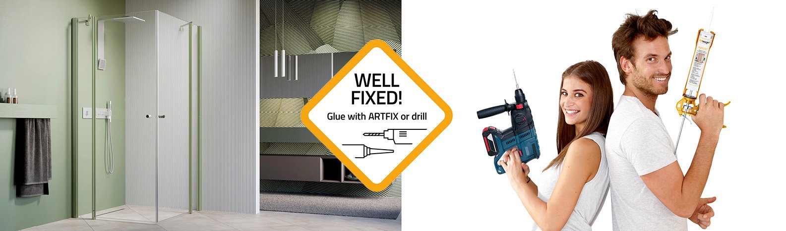 ARTFIX high-performance adhesive system for shower installation